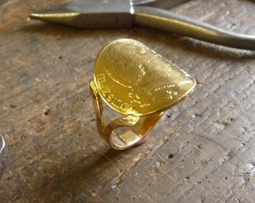 Bague pièce cintrée - bague, or