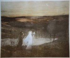 Henri MARTIN : Divine Comédie, Dante et Béatrice, Lithographie originale signée