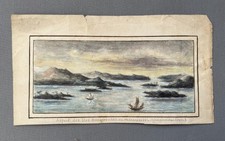 Aspect des îles dangereuses, Aquarelle de voyage, Dessin ancien, XIXe