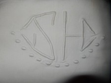 ANCIEN DRAP MONOGRAMME SH BRODERIE JOURS 219 X 280  RIDEAU NAPPE DÉCORATION