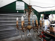 Ancien Lustre 6 branches à pampilles cristal - Eclairage XX siècle