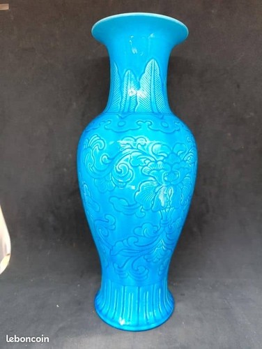 Vase bleu turquoise origine - bleu,