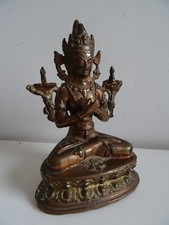 Bouddha Ancienne Statue en Bronze Divinité Inde Hindouisme