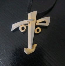 Christian LACROIX - Broche / Pendentif Croix Metal Doré Bijou Fantaisie Couture