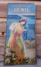Ancienne Plaque Tole Peinte Papier Cigarette Le NIL Tole 1900 Pub Orientaliste 