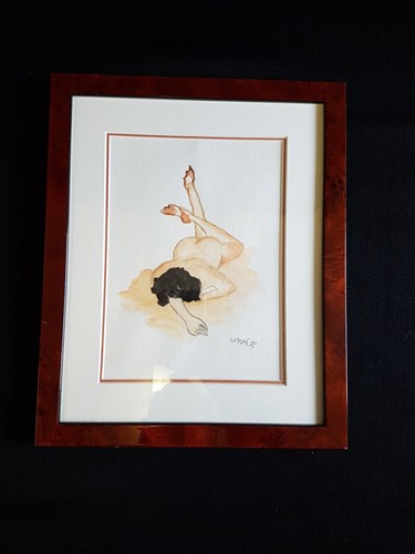 Aquarelle femme nue signée - aquarelle,