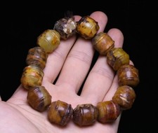 Old Dynasty Natural Hetian Jade Carve Beads Exorcism Amulet Bracelets Bracelet
