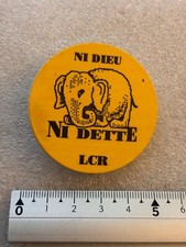 Badge ni dieu ni dette LCR politique anar  ancien vintage original rare no repro