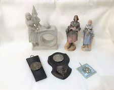 Lot JEANNE D'ARC statue biscuit Bénitier Sculpture polychrome Corp de pendule