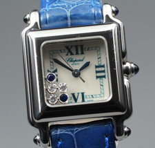 Chopard Happy Sport 27/8892-23 QZ MOP Dial 5 Floating Diamonds Saphires Boxed