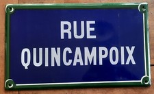 Ancienne plaque émaillée RUE QUINCAMPOIX  Paris deco pub loft bar café  50x30cm