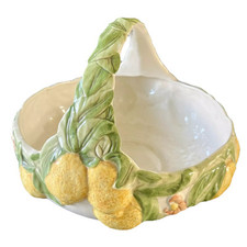 Grand panier corbeille à fruits en céramique Italie citrons barbotine Vintage