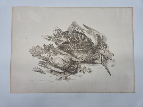 Lithographie bécasses chasse - lithographie,