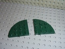 2 x Plaque LEGO DkGreen Plate 4 x 4 Corner Round ref 30565 / Set 7094 9498 10226