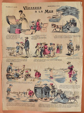 Lithographie 1900~ - Vacances à la Mer - Imagerie d'Epinal n° 3002