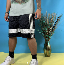 Adidas 90s Super Rare Satin Glanz Football Short Nylon Blanc Noir Long Petit