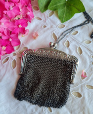 ANCIENS PORTE MONNAIE A CHAINE MAILLE  ARGENT POINCON