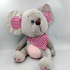 Grande peluche souris grise rose carreaux ZEEMAN  - 32313
