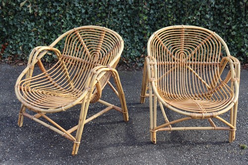 Paire fauteuils rotin - en,