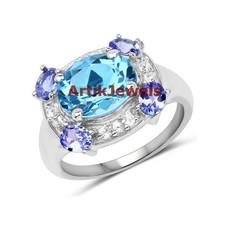 Naturel Bleu Gemme Topaze avec