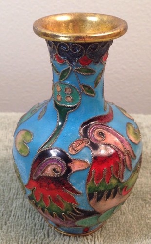 Tropical birds cloisonné - tropical, gold