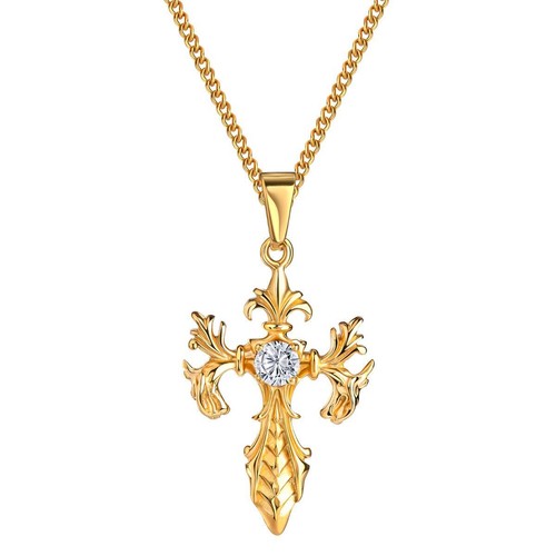 Collier 750 plaqué croix - collier,