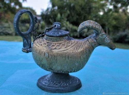Lampe huile ancienne bronze - lampe,