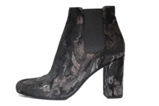 BOTTINES SAINT LAURENT EN TISSU LEOPARD NOIR ARGENT GRIS TAILLE : 36 TALON 8.5