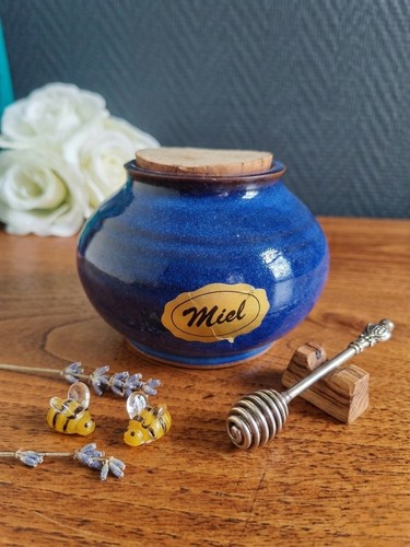 Pot miel bleue grès - grès,