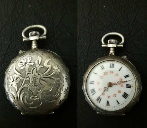 Montre col argent massif - col, en
