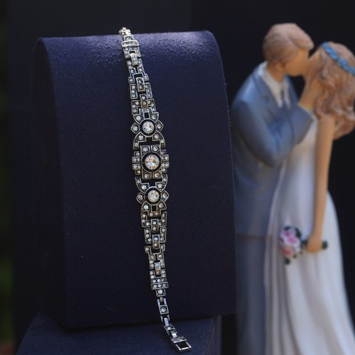 Bracelet argenté art deco - bracelet,