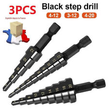 Lot de 3 pièces Foret à Etage Noir Foret Conique HSS 3-12mm, 4-12mm, 4-20mm