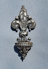 Benitier XIXème, Royaliste, Bretagne, Hermine, En Métal Argenté