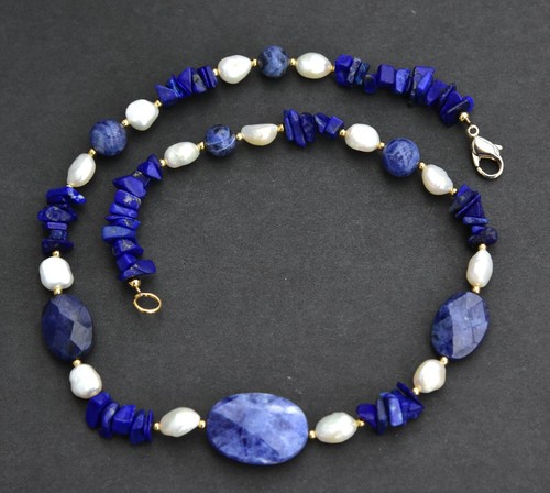 Lapis lazuli necklace navy - lapis,
