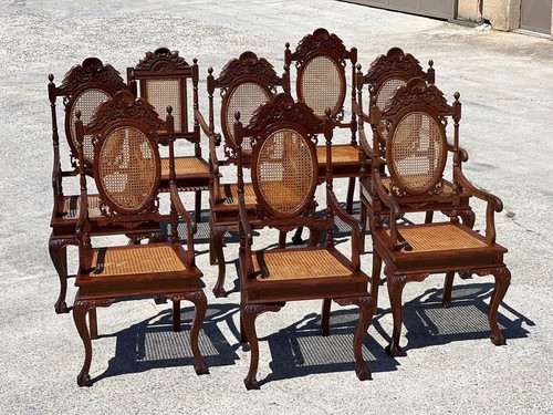 Fauteuils médaillon bois - en,