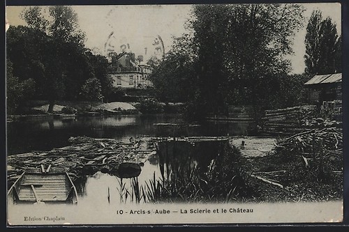 Cpa arcis sur aube - la, scierie
