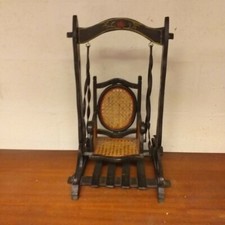 Vintage petite chaise à bascule balancelle pour poupée -balançoire bois noire