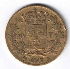 20 FRANCS OR LOUIS XVIII Buste Nu 1817 A