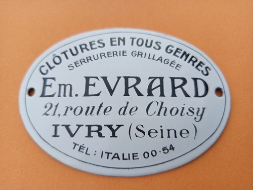 Plaque émaillée evrard - plaque,