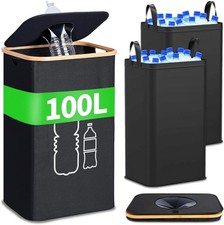 Poubelle de Tri Sélectif 100L avec Couvercle–Collecteur de Bouteilles Pliable