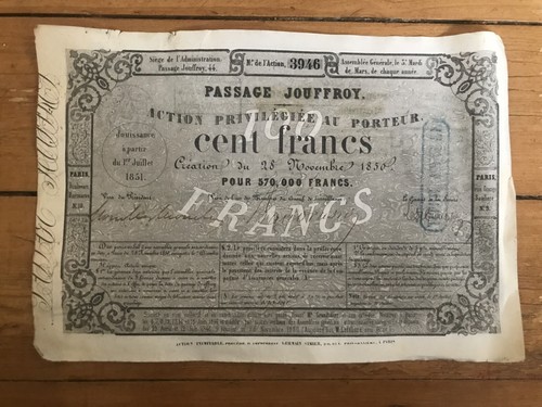 Rare action 100 francs - rare, =