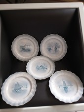 5 Assiettes À Dessert St Amand et Hamage 32 terre de fer série bateaux  