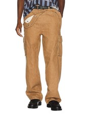 Le Père Peek-A-Boo Denim Homme Pantalon W34 Beige Faltig Khaki Cargo RRP550