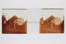 Maison en ruine Photo Amateur Plaque de verre stereo Positif Vintage