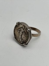 Bague Homme Argent Massif 1 Francs 1917  Semeuse Éloi Pernet Taille 62 Art-déco