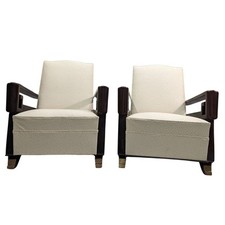 Paire de fauteuils années 40 dans l'esprit asiatique