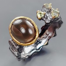 Bague quartz fumé naturel