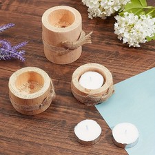 Lot de 3 Porte-Bougies en Bois