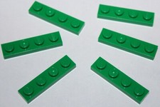 6 x Lego Green plate 1x4 ref
