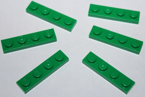 Lego green plate 1x4 ref - green,